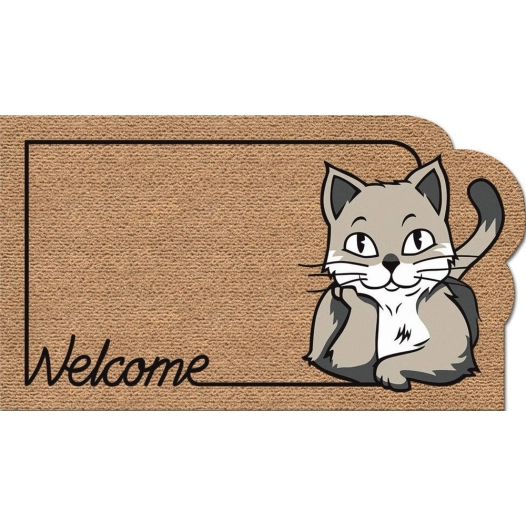 6 tapis faux coco kokarda chat welcome 40x70cm - euroflock division
