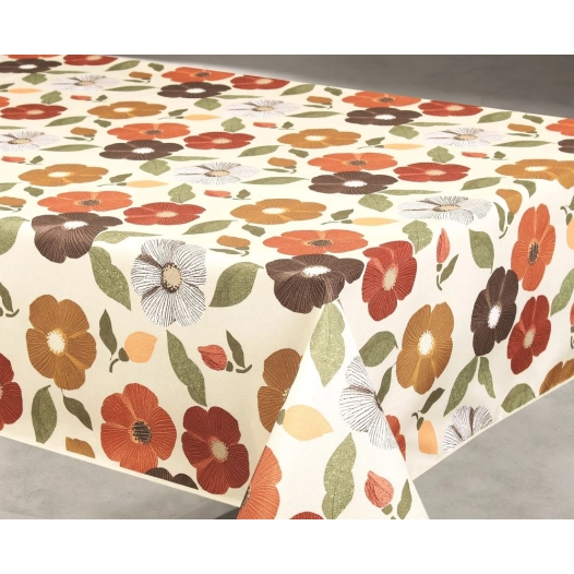 nappe polyester 140x240cm flowers beige sur cintre - access deco