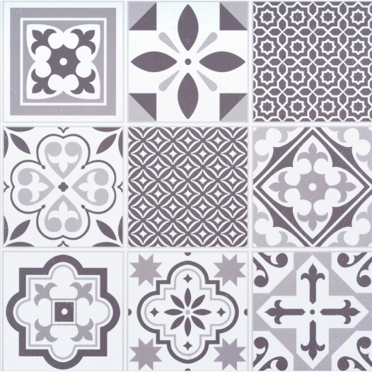 dalles murales adhésives wall tiles effet carrelage oriental gris 30.5x30.5cm boite de 6 - access deco