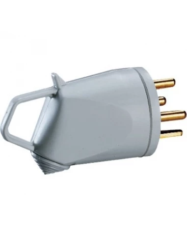 Fiche plastique 3p+t 32 a plexo étanche male gris