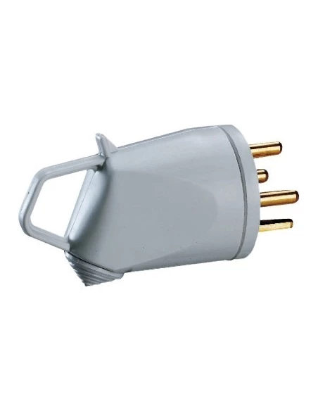 Fiche plastique 3p+t 32 a plexo étanche male gris