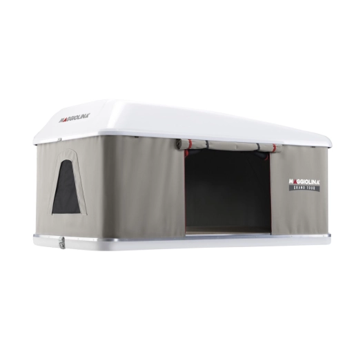 tente de toit maggiolina grand tour medium coloris gris clair coque blanche - autohome