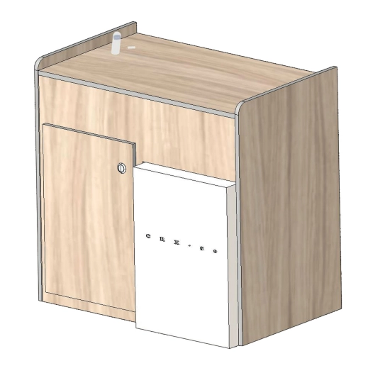 meuble cuisine 83cm 1 porte avec encastrement pour refrigérateur crx50 en bois brut - conversion van