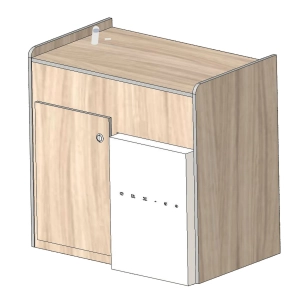 meuble cuisine 83cm 1 porte avec encastrement pour refrigérateur crx50 en bois brut - conversion van