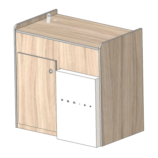 meuble cuisine 83cm 1 porte avec encastrement pour refrigérateur crx50 en bois stratifié uni 2 faces - conversion van