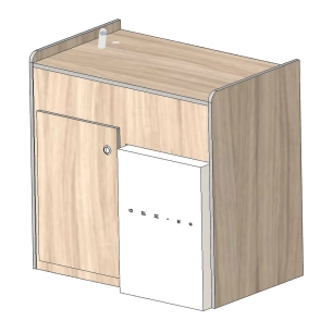meuble cuisine 83cm 1 porte avec encastrement pour refrigérateur crx50 en bois stratifié uni 2 faces - conversion van
