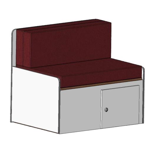 banquette coffre 90cm avec extension latérale de 30cm en bois brut - conversion van