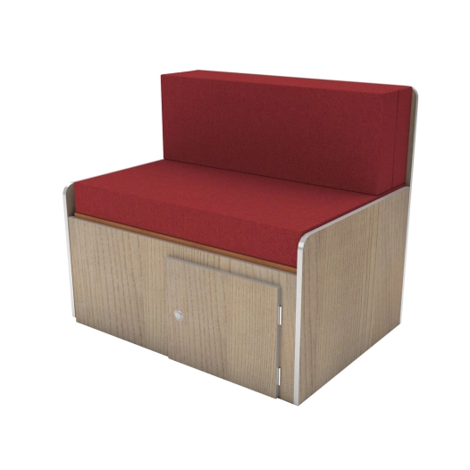 banquette coffre 90cm avec extension latérale de 30cm en bois stratifié cérusé 2 faces - conversion van