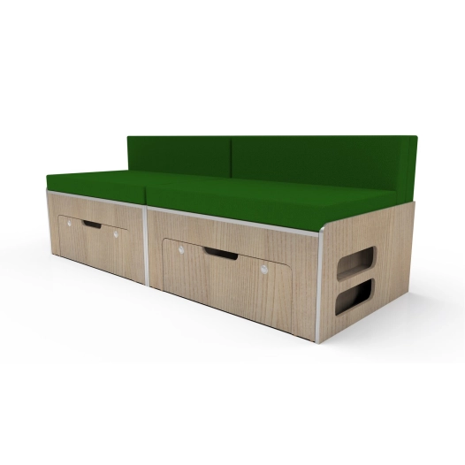 banquette lit peigne convertible en couchette 1880mm en bois stratifié cérusé 2 faces. - conversion van