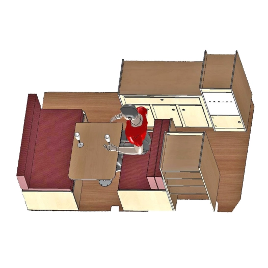 kit ghan van l2 (mini 2.70m aménageable) + matelas en bois stratifié uni 2 faces. - conversion van