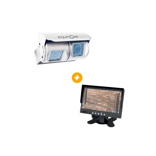 pack caméra + ecran - caméra filaire double optique blanche 18 leds - inovtech