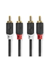 Câble audio stéréo 2x RCA Male 2x RCA Male Plaqué or 0.5 m Rond Anthracite Boîte - NEDIS