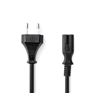 Câble d'alimentation 3.00 m IEC-320-C7 Droit Droit Plaqué nickel Plat PVC Noir - NEDIS