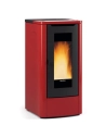 10 kW-Granulés-Trémie 30 kg-Porte fonte-Sortie air chaud frontale-Tlcde-Acier bordeaux - NORDICA EXTRAFLAME