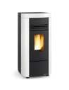 8 kW - Granulés - Trémie 15 kg - Porte fonte - RT2012 - Tlcde - Acier peint blanc + top faïence - NORDICA EXTRAFLAME