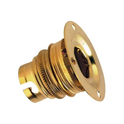 Douille b22 acier laitonné patère à embase v double bague