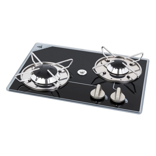 réchaud à gaz encastrable en verre crystal 2 feux 300×500 - navy load