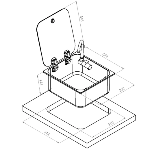 evier en acier inoxydable avec couvercle + robinet 352x322 - navy load