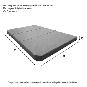 matelas hr25 + mémoire de forme épaisseur 7cm + 3 cm