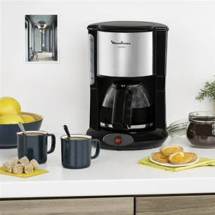 Subito-15 tasses-1000 W- Anti-gouttes - Porte-filtre pivotant - Arrêt auto 30 min - Noir inox - MOULINEX