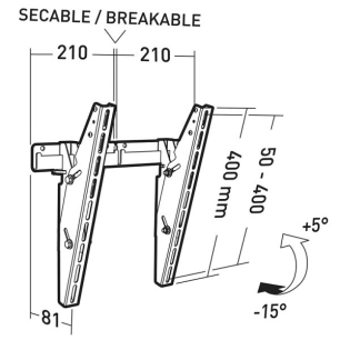 Support mural acier inclinable-Ecrans: 37'/55'-PM: 80 Kg-Compatible VESA - ERARD