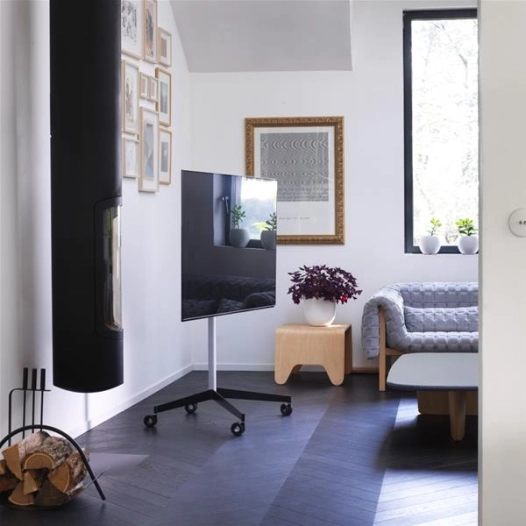 Pied TV Mobile ou Fixe pour écrans de 40’’ à 80’’ - KANA 1400XL - Pieds noirs / Colonne gris fonte - ERARD