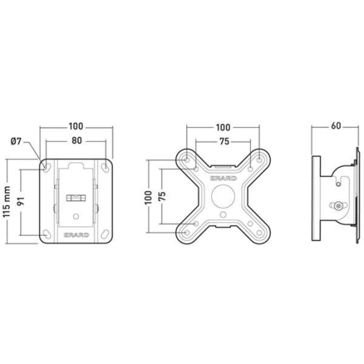 Support mural inclinable CLIFF100T - Ecrans: 15''/23''-PM: 15 Kg-Compatible VESA - ERARD