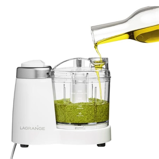 Minimixeur-120 W-Bol plastique 0,35 L-Lames acier inoxydables - Goulotte à huile-Blanc - LAGRANGE