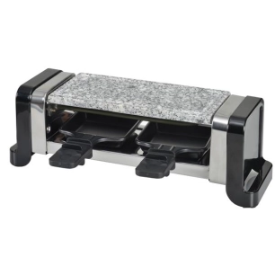 Service à raclette / gril /pierre - 350W - 2 poêlons - 2 spatules - Noir - KITCHENCHEF