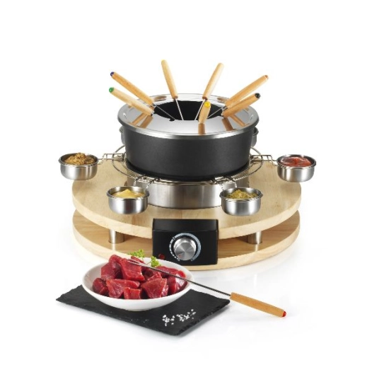 Service à fondue -1300 W-8 fourchettes-6 coupelles sauces-Inox - KITCHENCHEF