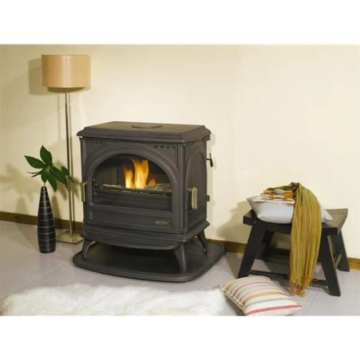 08 KW- Rdt: 76% - CO: 0,13% - B. 57 cm-PETIT CARVIN-Thermostat-Fonte-Peint anthracite - GODIN