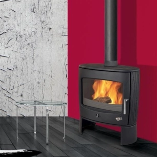 8 KW- Rdt: 77% - CO: 0,05% - Bûches 50 cm - ECLIPSE - Fonte - Peint anthracite - GODIN