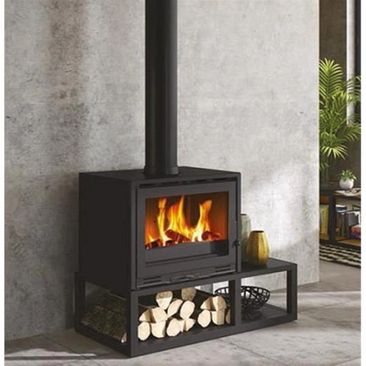 10 kW - Rdt: 81,1% - Bûches 55 cm - BEAUPRE - Banc - Acier peint noir - GODIN