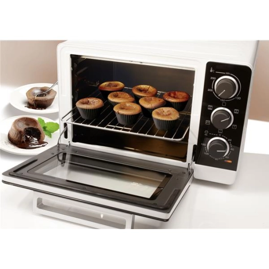 Mini four mécanique 26 L MF-1500 W-Chaleur tournante-TH-Minuterie-TB-Blanc - BRANDT