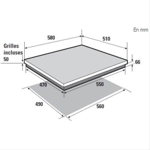 INDUCTION GAZ-2 induction (2,8 kW-1 minuteur-10 sécu) + 2 gaz - Fonte - Noir - BRANDT