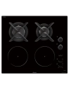 INDUCTION/GAZ-2 induction Ø 18 cm 2,8 kW + 2 gaz-(Grilles fontes-All. 1 main)-Noir - SAUTER
