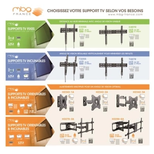 Support mural fixe - Ecrans: 32''/55''-PM: 50 Kg-VESA max 400 x 400 - MBG FRANCE