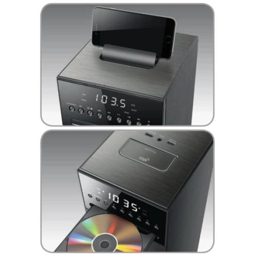 Tour de Son 120W-CD MP3-FM-Bluetooth NFC- USB - Aux in (x2) - Aff. LED blanc - Timer - Noir - MUSE