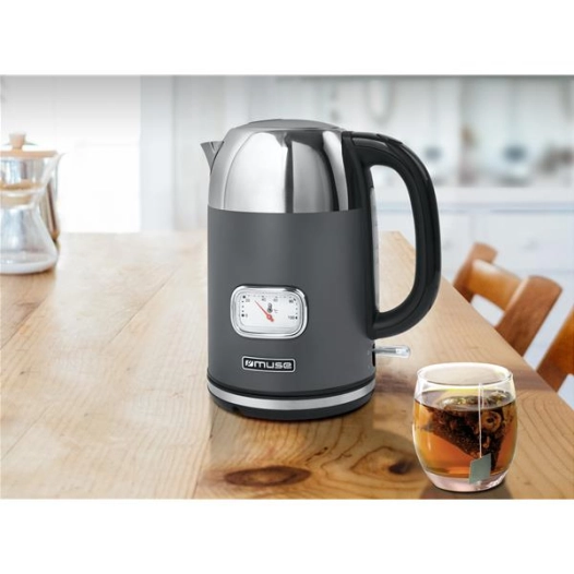 1,7 L-2200 W-Cadran rétro - Arrêt auto-Filtre antitartre amovible-Gris inox - MUSE