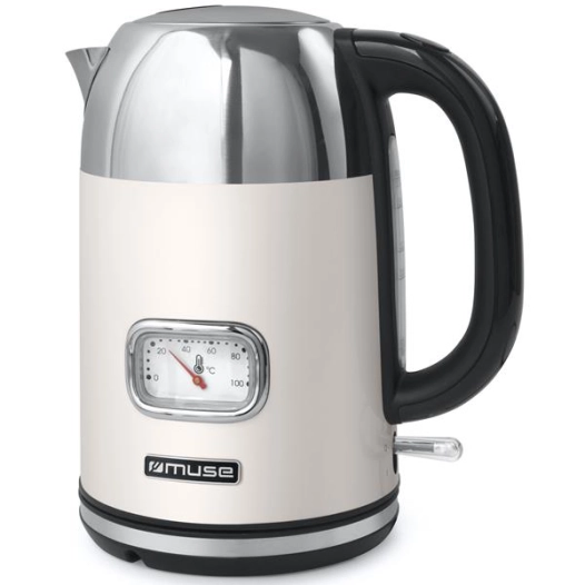 1,7 L-2200 W-Cadran rétro - Arrêt auto-Filtre antitartre amovible-Crème inox - MUSE