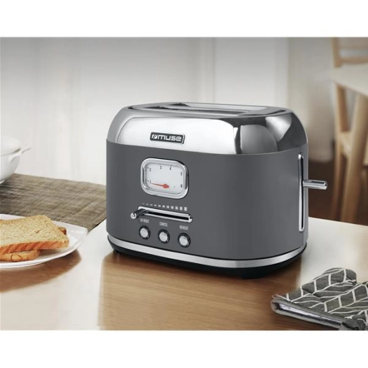 1000 W-2 fentes-TH-Décongélation-Réchauffage-Remontée haute-Gris inox - MUSE