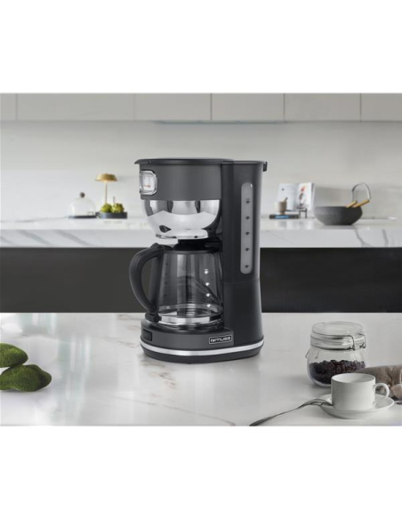10 tasses-1000 W-Cadran rétro- Arrêt auto-Porte-filtre amovible-Gris inox - MUSE