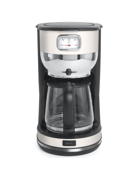 10 tasses-1000 W-Cadran rétro- Arrêt auto-Porte-filtre amovible-Crème inox - MUSE