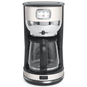 10 tasses-1000 W-Cadran rétro- Arrêt auto-Porte-filtre amovible-Crème inox - MUSE