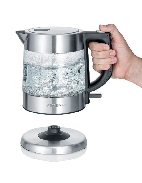 BOUILLOIRE VERRE 1L 2200W NOIR INOX - SEVERIN