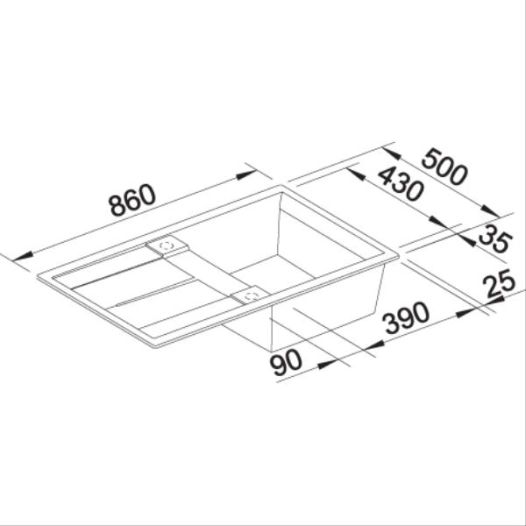 BLANCOMETRA 5 S-1 cuve + egouttoir-860 x 500-Silgranit blanc - BLANCO