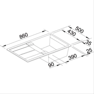 BLANCOMETRA 5 S-1 cuve + egouttoir-860 x 500-Silgranit blanc - BLANCO