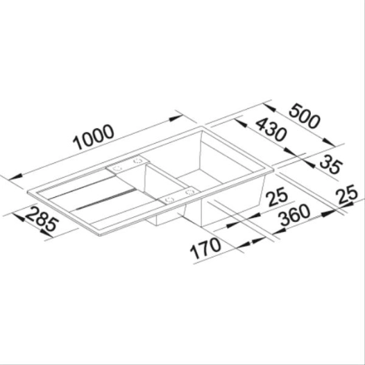 BLANCOMETRA 6 S-1 cuve et ½ + égouttoir-1000 x 500-Silgranit anthracite - BLANCO