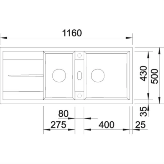 BLANCOMETRA 8 S-2 cuves + égouttoir-1160 x 500-Silgranit anthracite - BLANCO
