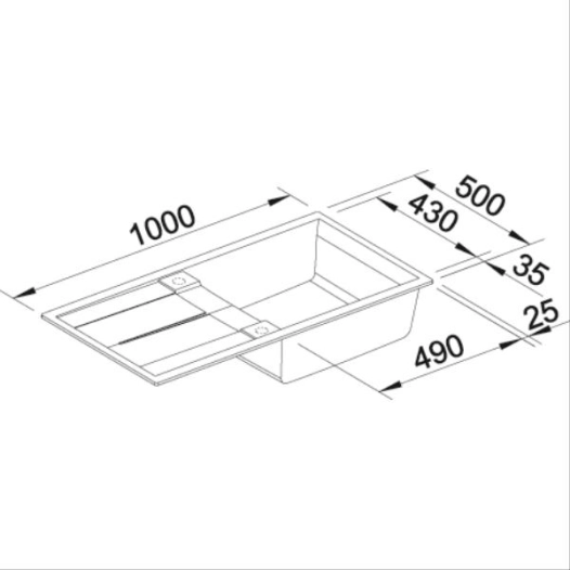 BLANCOMETRA XL 6S-1 cuve + ég. - 1000 x 500 - Siphon - Silgranit blanc - BLANCO